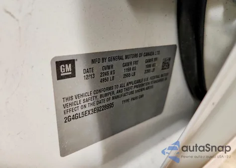 2014 Buick Regal z USA, uszkodzony, nr VIN 2G4GL5EX3E9228995